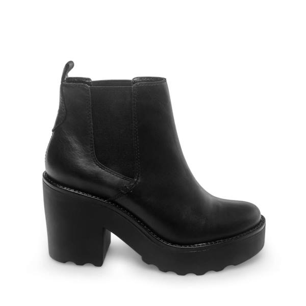 Steve Madden Gretta Leather Women\'s Booties Black | SM-834SB