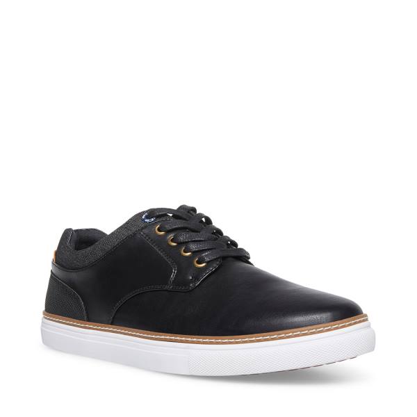 Steve Madden Gully Leather Men's Sneakers Black | SM-065UV