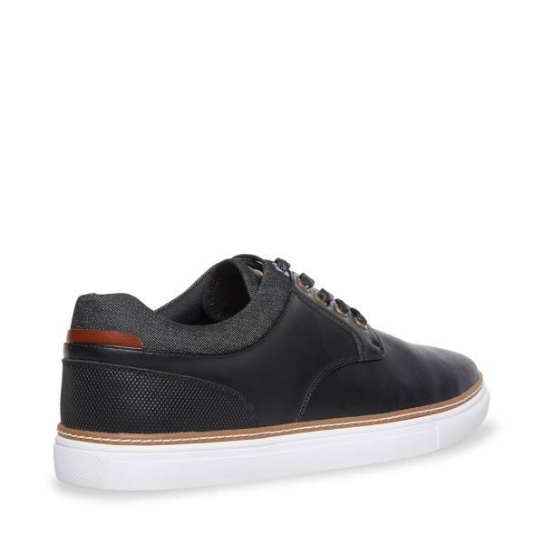 Steve Madden Gully Leather Men's Sneakers Black | SM-065UV
