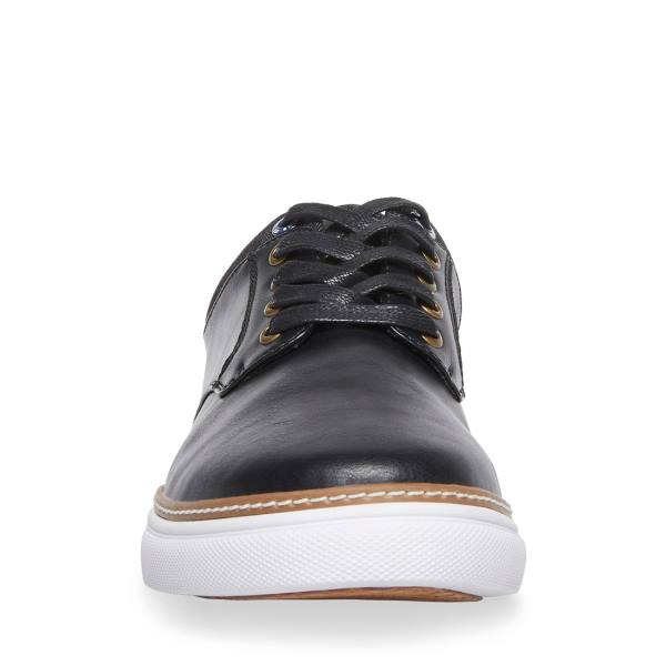 Steve Madden Gully Leather Men's Sneakers Black | SM-065UV
