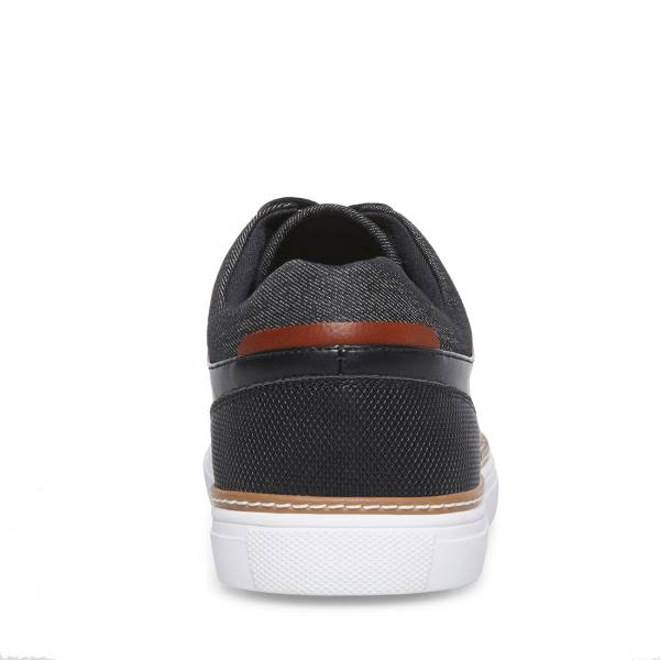 Steve Madden Gully Leather Men's Sneakers Black | SM-065UV