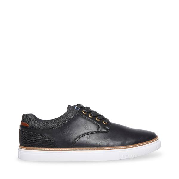 Steve Madden Gully Leather Men\'s Sneakers Black | SM-065UV