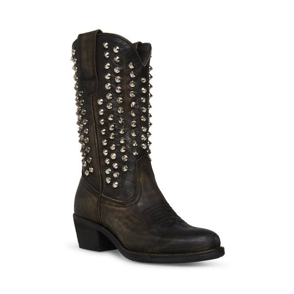 Steve Madden Hayward-s Distressed Women's Boots Black | SM-851WQ