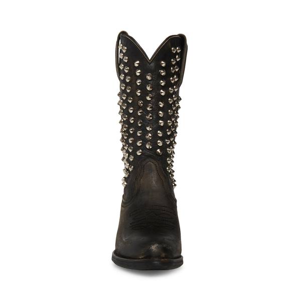 Steve Madden Hayward-s Distressed Women's Boots Black | SM-851WQ