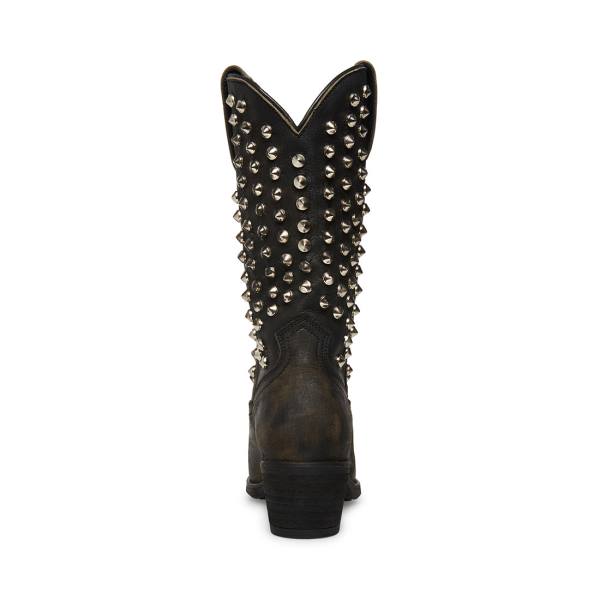 Steve Madden Hayward-s Distressed Women's Boots Black | SM-851WQ