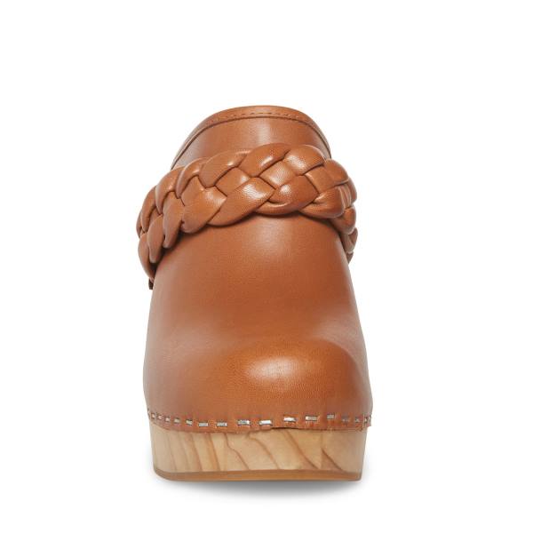 Steve Madden Highland Cognac Leather Women's Heels Brown | SM-591YM