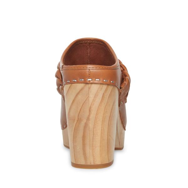 Steve Madden Highland Cognac Leather Women's Heels Brown | SM-591YM