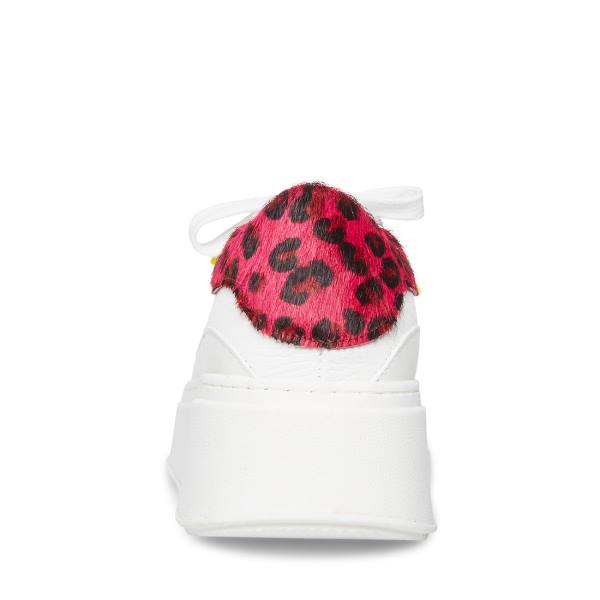 Steve Madden Ibby Fuschia Women's Sneakers White | SM-201YX
