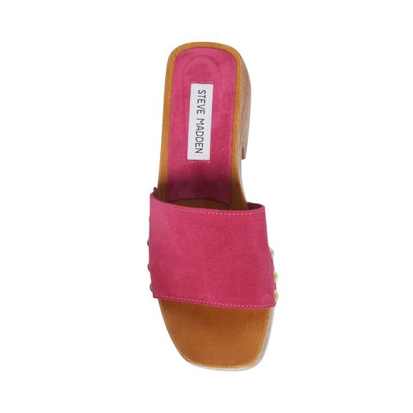Steve Madden Izzy Suede Women's Sandals Pink | SM-956KL