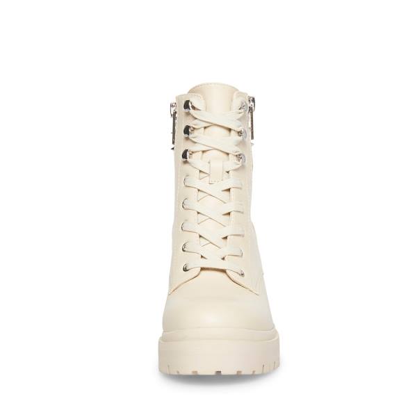 Steve Madden Jaydin Bone Leather Women's Booties Beige | SM-286BK