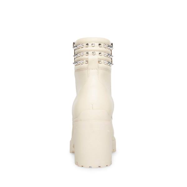 Steve Madden Jaydin Bone Leather Women's Booties Beige | SM-286BK