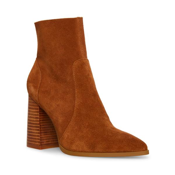 Steve Madden Julina Chestnut Suede Women's Booties Brown | SM-954RF