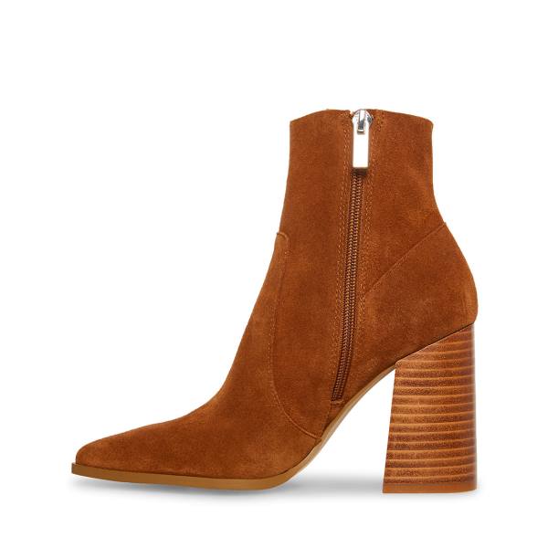 Steve Madden Julina Chestnut Suede Women's Booties Brown | SM-954RF