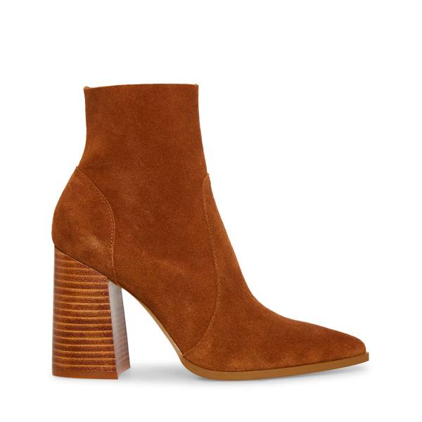 Steve Madden Julina Chestnut Suede Women\'s Booties Brown | SM-954RF