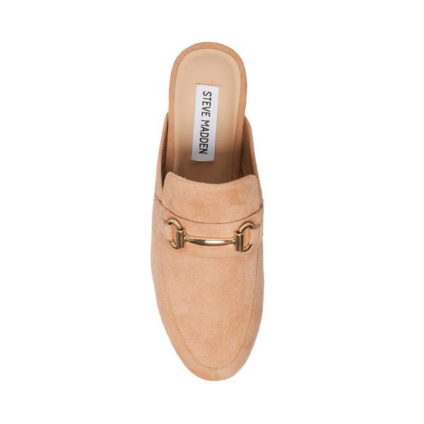 Steve Madden Kandi Camel Suede Women's Flat Shoes Brown | SM-340CY