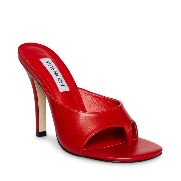 Steve Madden Karina Leather Women's Heels Red | SM-182SH