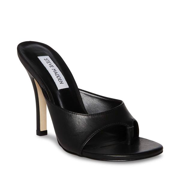 Steve Madden Karina Leather Women's Heels Black | SM-572RB