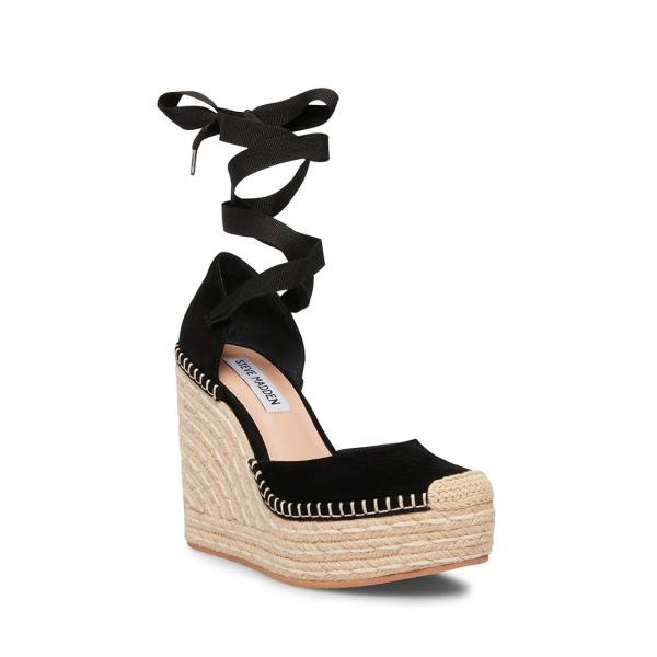 Steve Madden Lani Suede Women's Sandals Black | SM-932JL