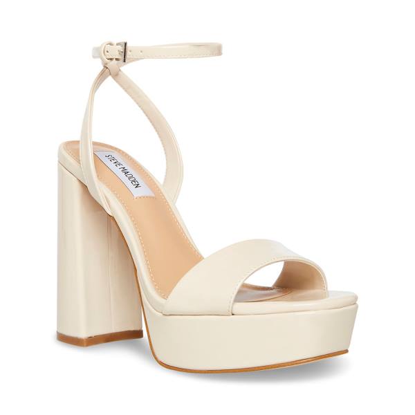 Steve Madden Lessa Bone Patent Women's Heels Beige | SM-130BA