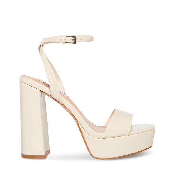 Steve Madden Lessa Bone Patent Women\'s Heels Beige | SM-130BA