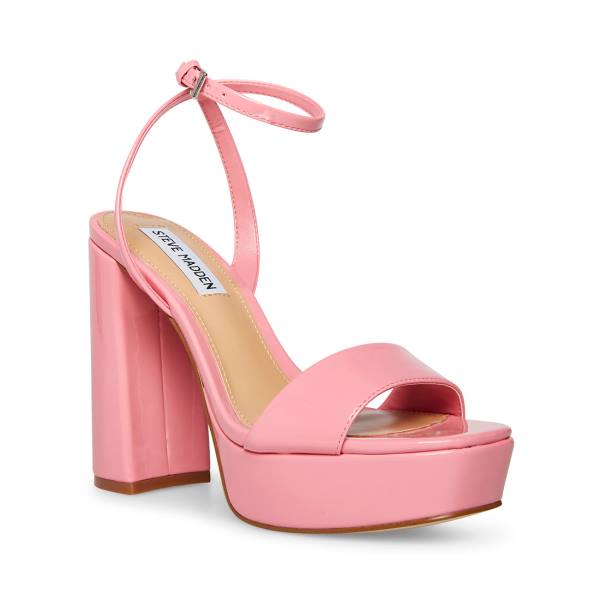 Steve Madden Lessa Patent Women's Heels Pink | SM-035YZ