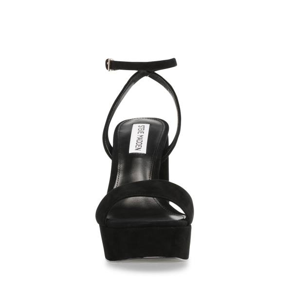 Steve Madden Lessa Suede Women's Heels Black | SM-254OC