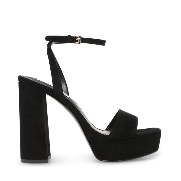 Steve Madden Lessa Suede Women\'s Heels Black | SM-254OC