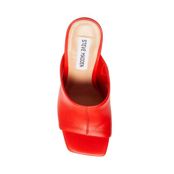 Steve Madden Lexia Leather Women's Heels Red | SM-832MX