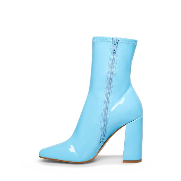 Steve Madden Lynden Patent Women's Booties Blue | SM-576BR