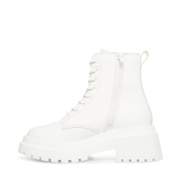 Steve Madden Malvina Leather Women's Booties White | SM-249PJ