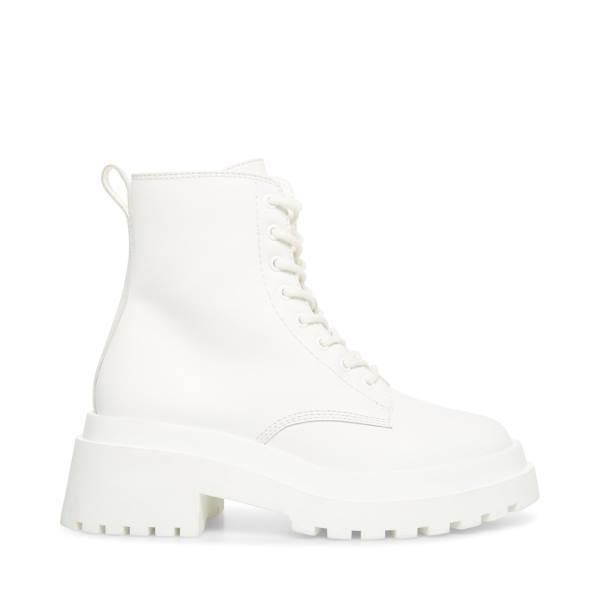 Steve Madden Malvina Leather Women\'s Booties White | SM-249PJ