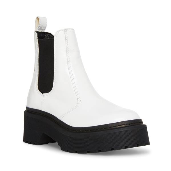 Steve Madden Manzo Patent Women's Booties White | SM-013YA