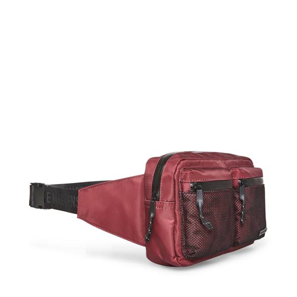Steve Madden Mesh Fanny Pack Burgundy Women's Handbag Burgundy | SM-201LN