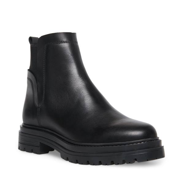Steve Madden Moira Leather Women's Booties Black | SM-726JK