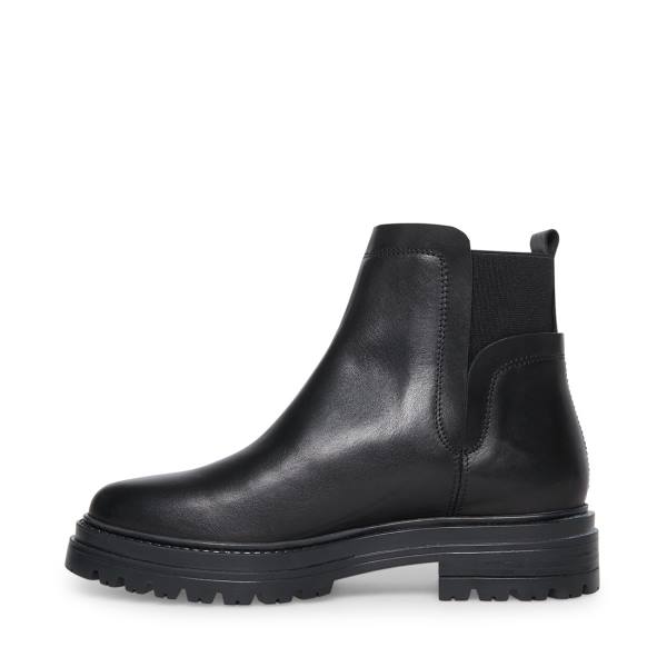 Steve Madden Moira Leather Women's Booties Black | SM-726JK