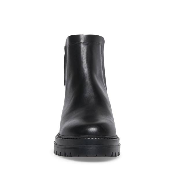 Steve Madden Moira Leather Women's Booties Black | SM-726JK