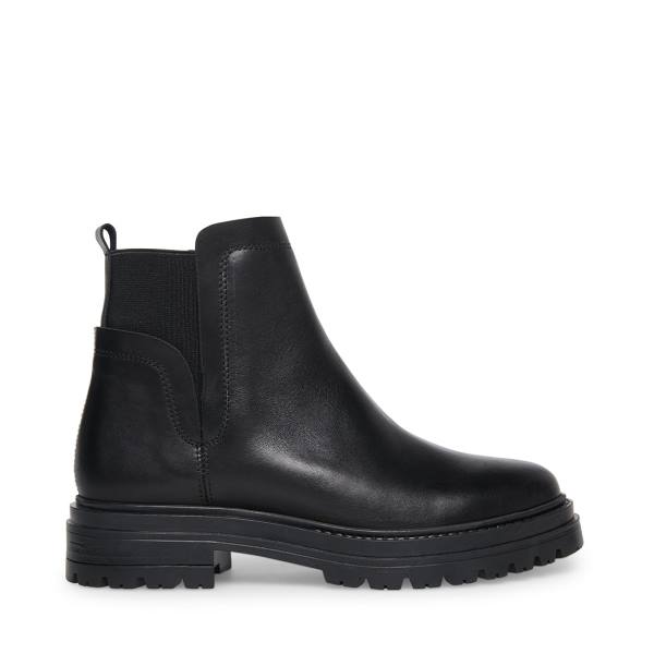 Steve Madden Moira Leather Women\'s Booties Black | SM-726JK