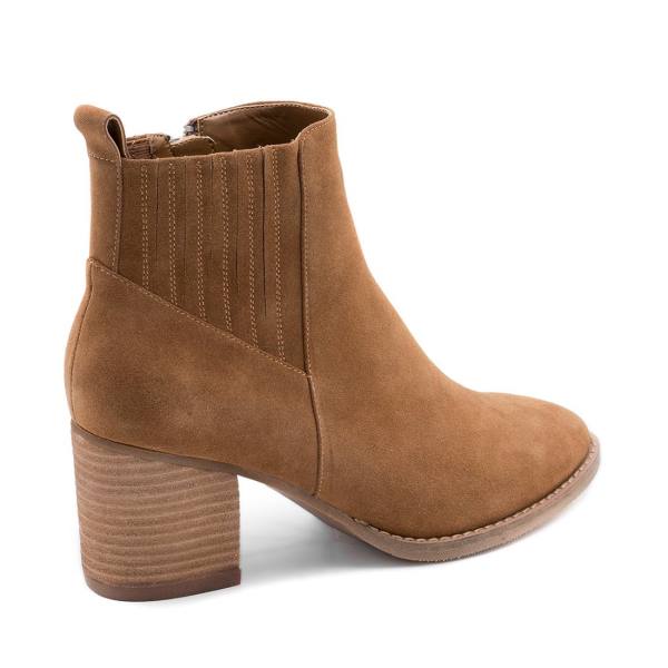 Steve Madden Noa Waterproof Camel Suede Women's Booties Brown | SM-694OC
