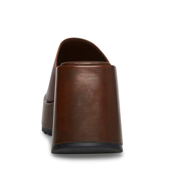 Steve Madden Pepe30 Cognac Leather Women's Sandals Brown | SM-968FE