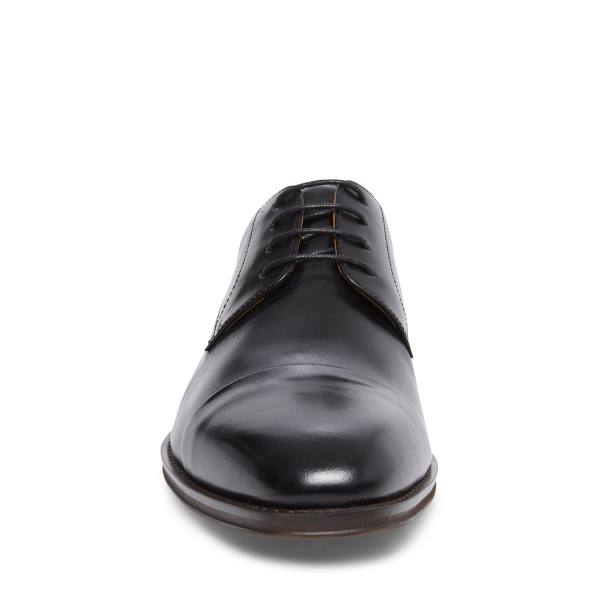 Steve Madden Plot Leather Men's Dress Shoes Black | SM-305AP