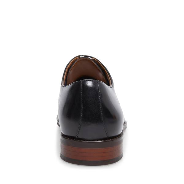 Steve Madden Plot Leather Men's Dress Shoes Black | SM-305AP