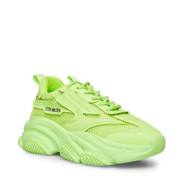 Steve Madden Possession Lime Women's Sneakers Light Green | SM-019PT