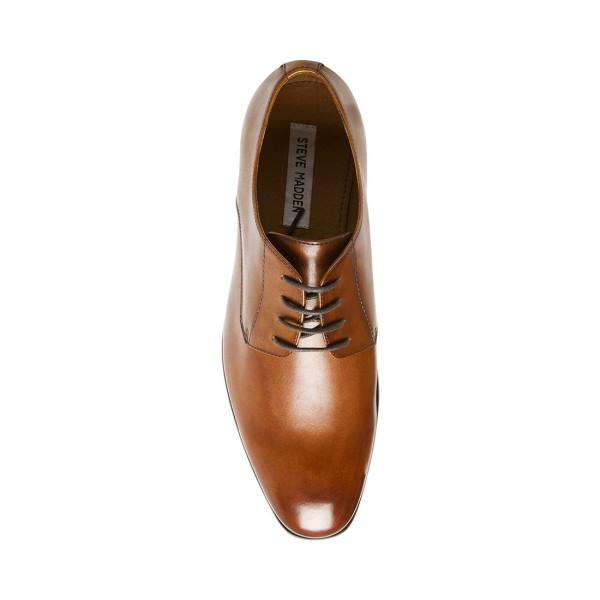 Steve Madden Prey Tan Leather Men's Dress Shoes Brown | SM-025OA