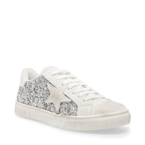 Steve Madden Rubie Glitter Women's Sneakers Silver | SM-523OI