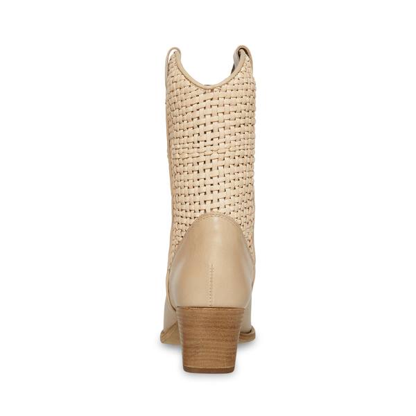 Steve Madden Saddle Sand Leather Women's Booties Brown | SM-926QI