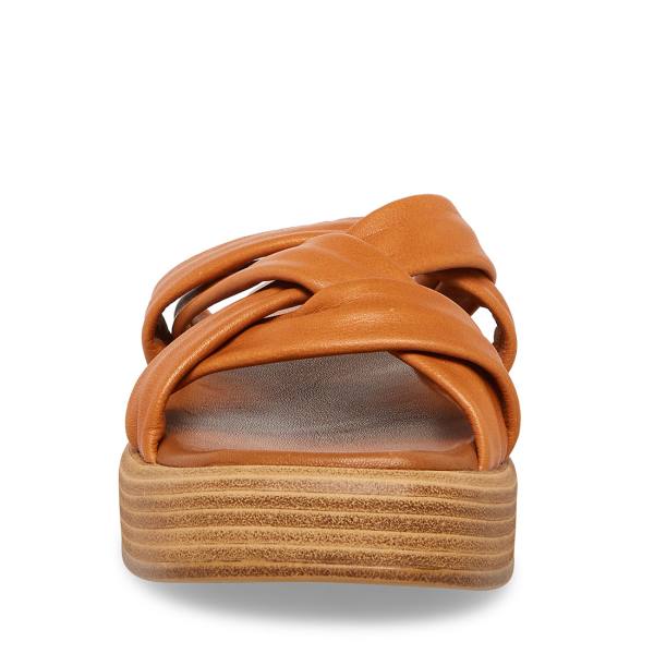 Steve Madden Salita Tan Leather Women's Sandals Brown | SM-397GM
