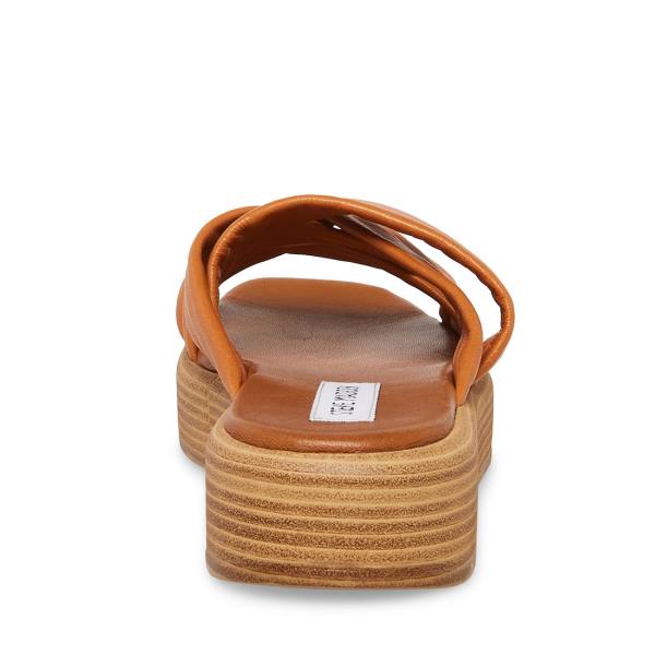 Steve Madden Salita Tan Leather Women's Sandals Brown | SM-397GM