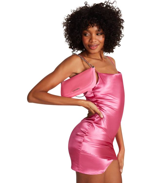 Steve Madden Satin Slip Women's Dress Pink | SM-347AY