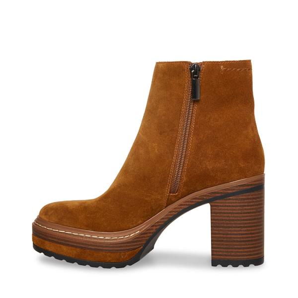 Steve Madden Shaniya Suede Women's Booties Brown | SM-841SJ