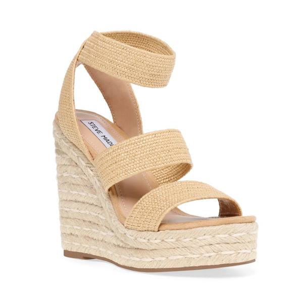 Steve Madden Shimmy Natural Raffia Women's Sandals Beige | SM-394IZ